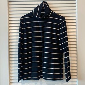 Talbots Black and White Stripe Turtleneck Size Large Petite
